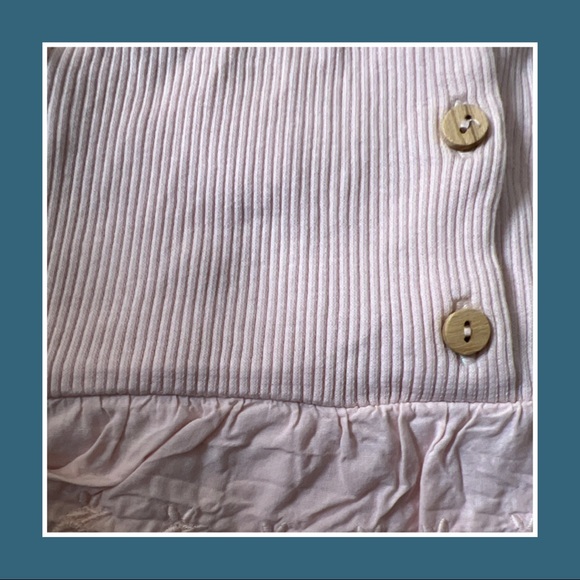 Powder Pink Ribbed Ruffle Onesie—6m - Picture 3 of 3